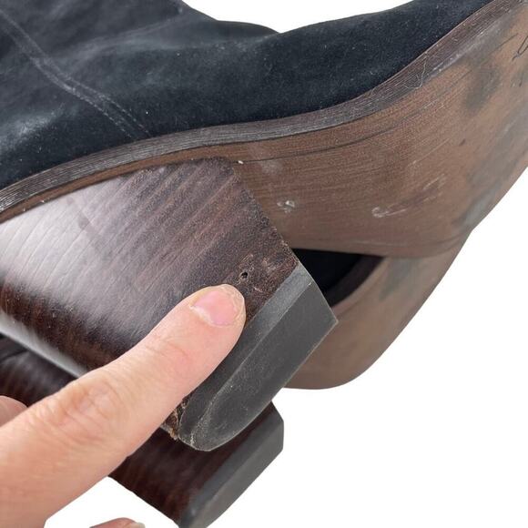 Sam Edelman Black Indigo Suede Leather Knee High Pointed Toe Boot Size 8.5 - Picture 14 of 16